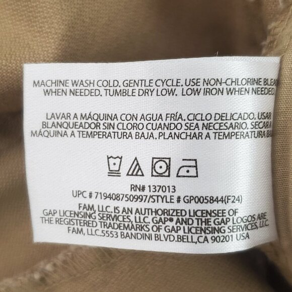 GAP Tan Pull-On Drawstring Elastic Waist Casual Pants With Pockets NWOT Size M - Picture 10 of 11